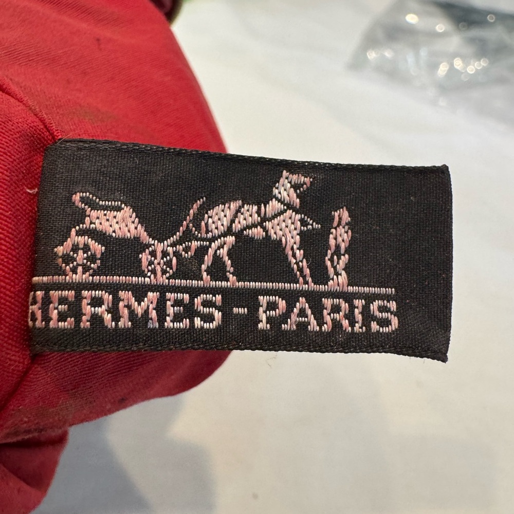 Hermes Red Canvas Cosmetic Pouch - Picture 9 of 13